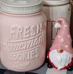 Chipped** pastel pink COOKIE JAR
